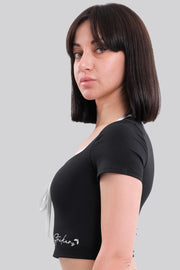 Aura contrast Tie Crop Top Black