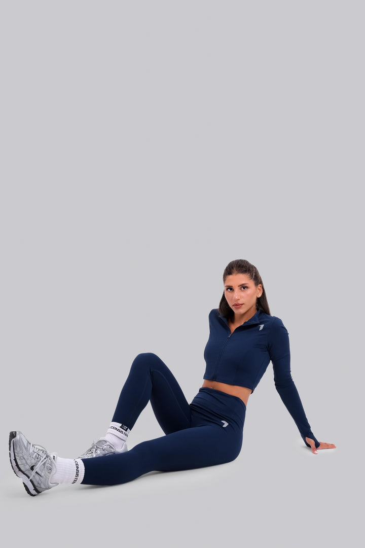 Split soft sculpt high Waisted Leggings Navy