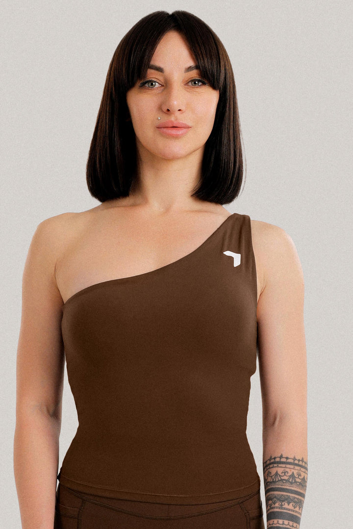 Vital Soft Activate One Shoulder Tank Top Brown