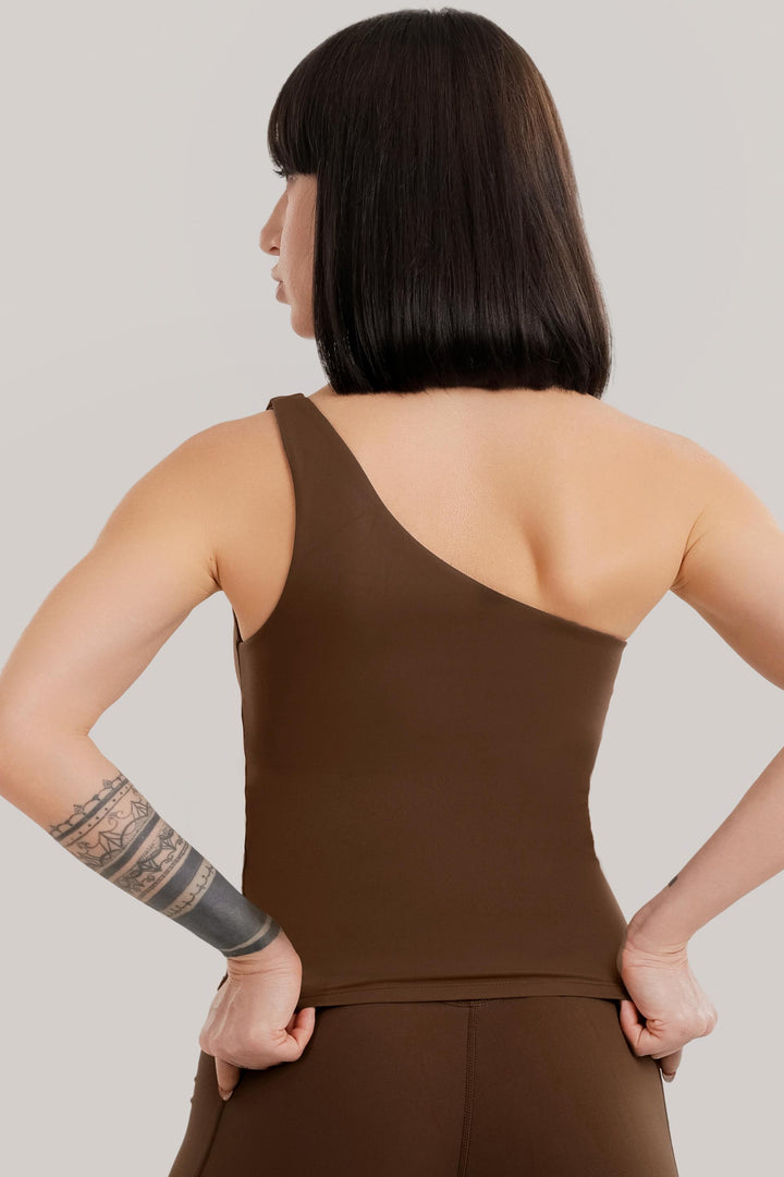 Vital Soft Activate One Shoulder Tank Top Brown