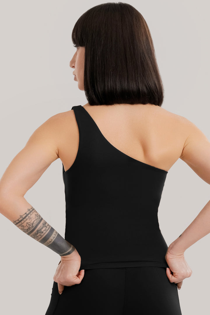 Vital Soft Activate One Shoulder Tank Top Black
