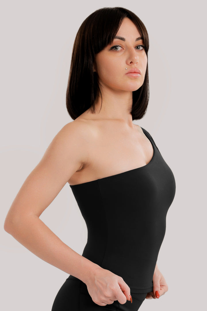 Vital Soft Activate One Shoulder Tank Top Black