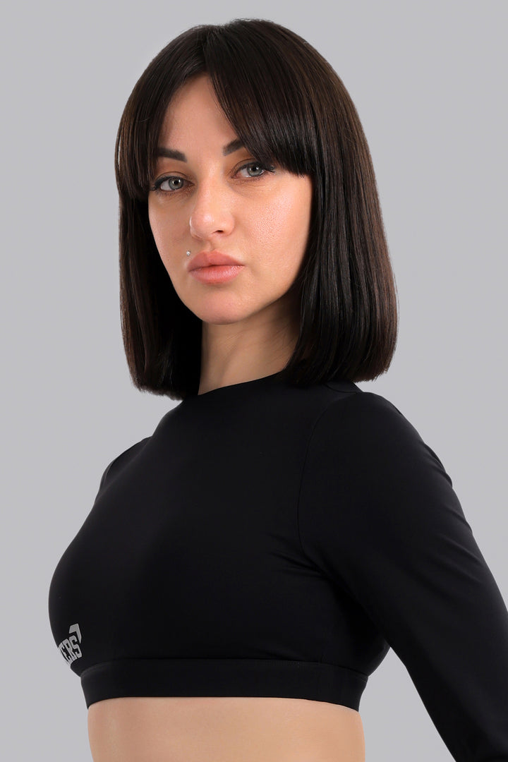 Training Ultra Long Sleeve Crop Top Black