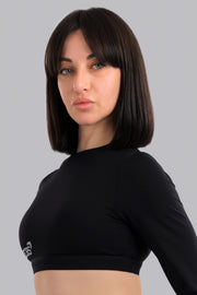 Training Ultra Long Sleeve Crop Top Black