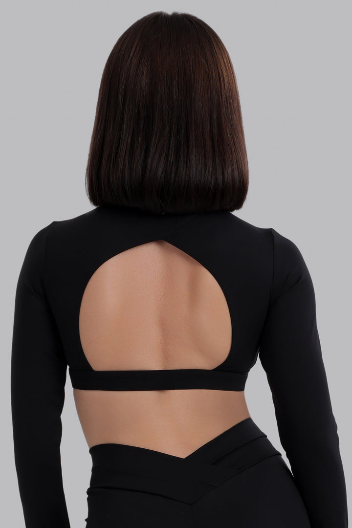 Training Ultra Long Sleeve Crop Top Black