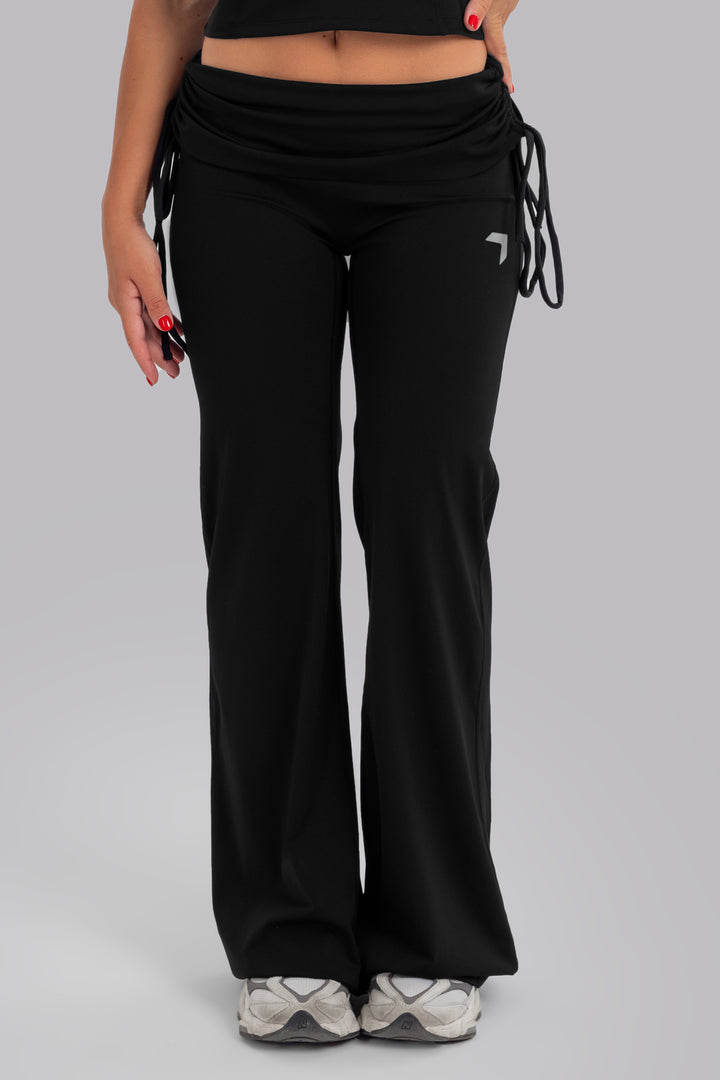 Aura Foldover Flared Leggings Black