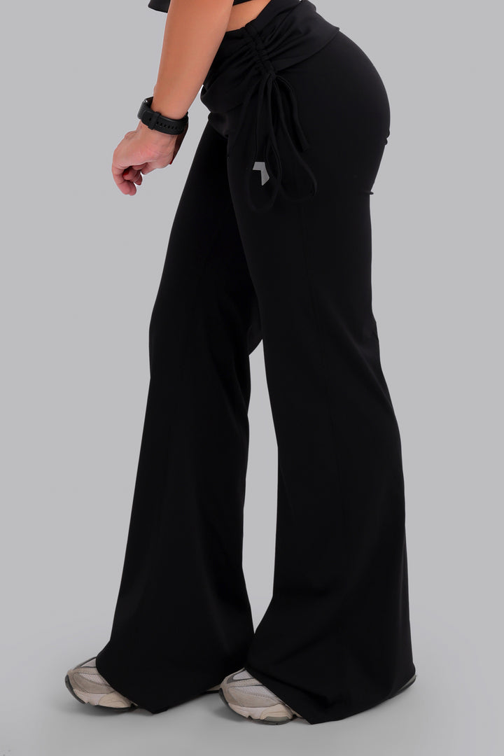 Aura Foldover Flared Leggings Black