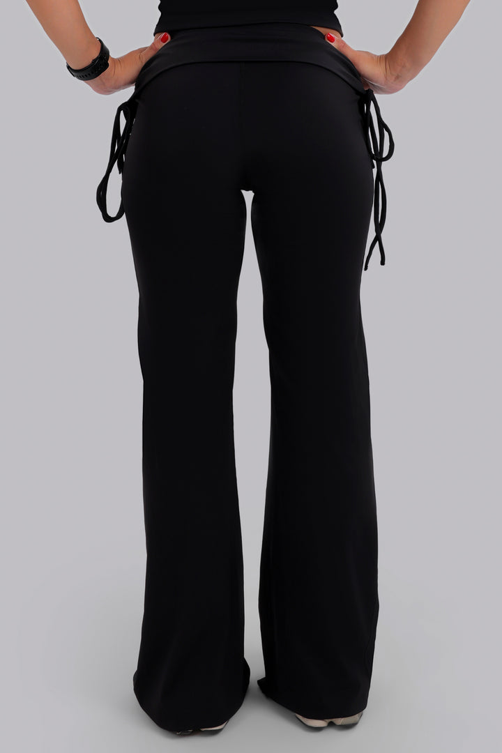 Aura Foldover Flared Leggings Black