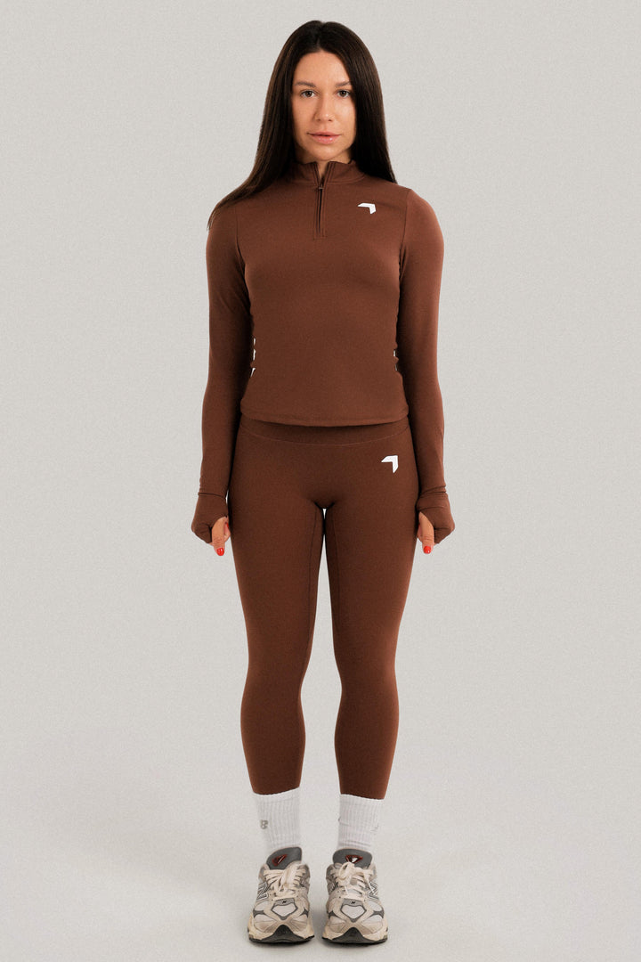 Split Everyday Long Sleeve Top Brown