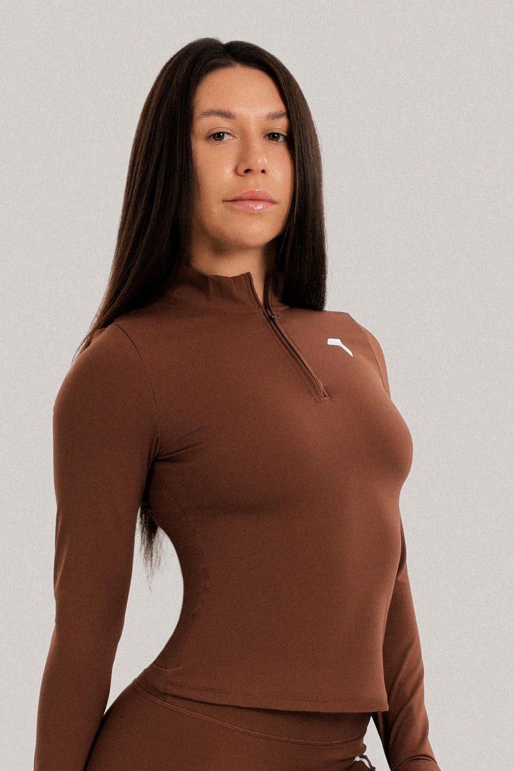 Split Everyday Long Sleeve Top Brown