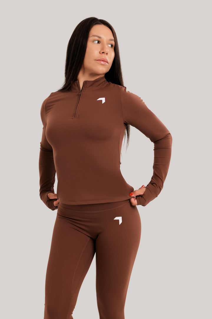 Split Everyday Long Sleeve Top Brown