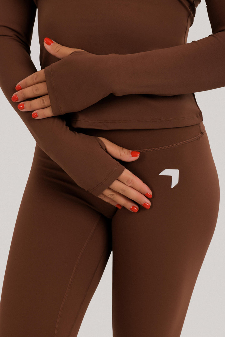 Split Everyday High Waisted Leggings Brown