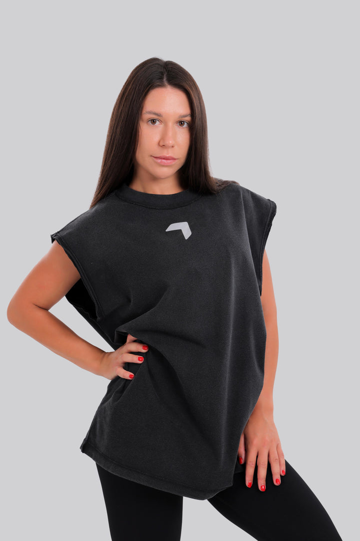 Aura Flex Sleeveless Washed Shirt Black