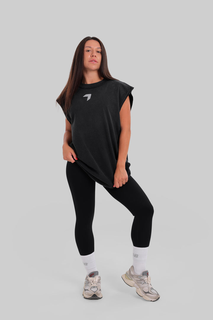 Aura Flex Sleeveless Washed Shirt Black