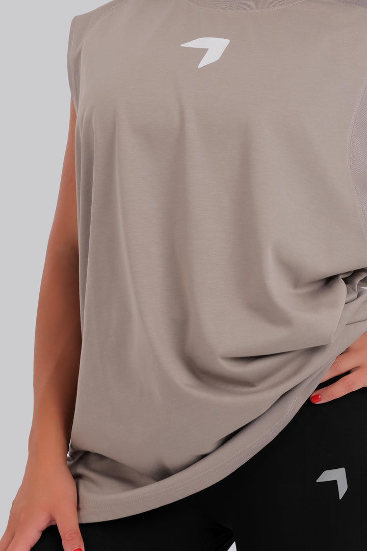 Aura Flex Long Sleeveless Shirt Beige