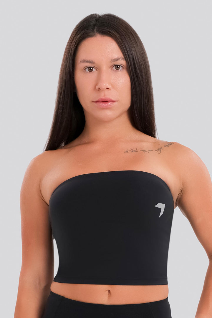Aura Strapless Crop Top Black