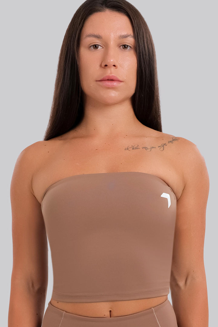 Aura Strapless Crop Top Beige