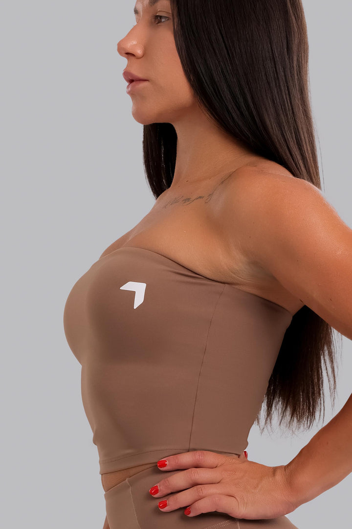 Aura Strapless Crop Top Beige