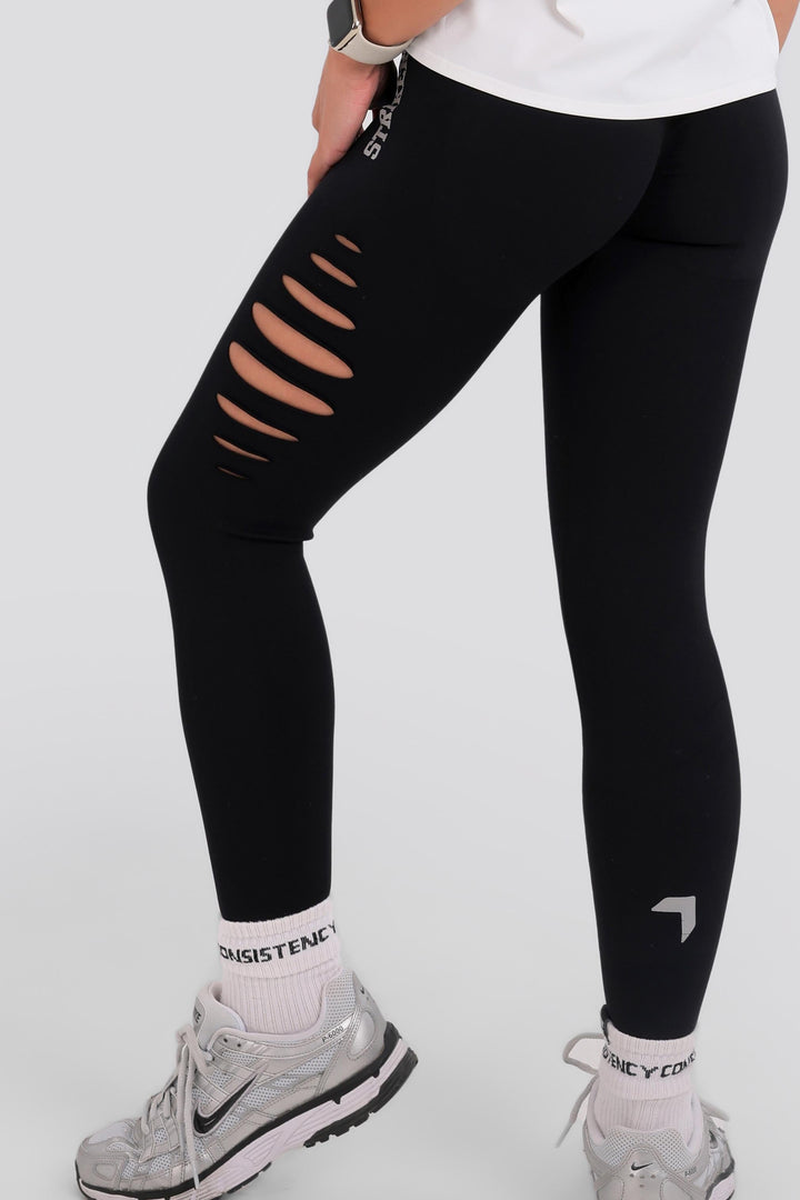 Energy Ripped Scrunch Leggings Black