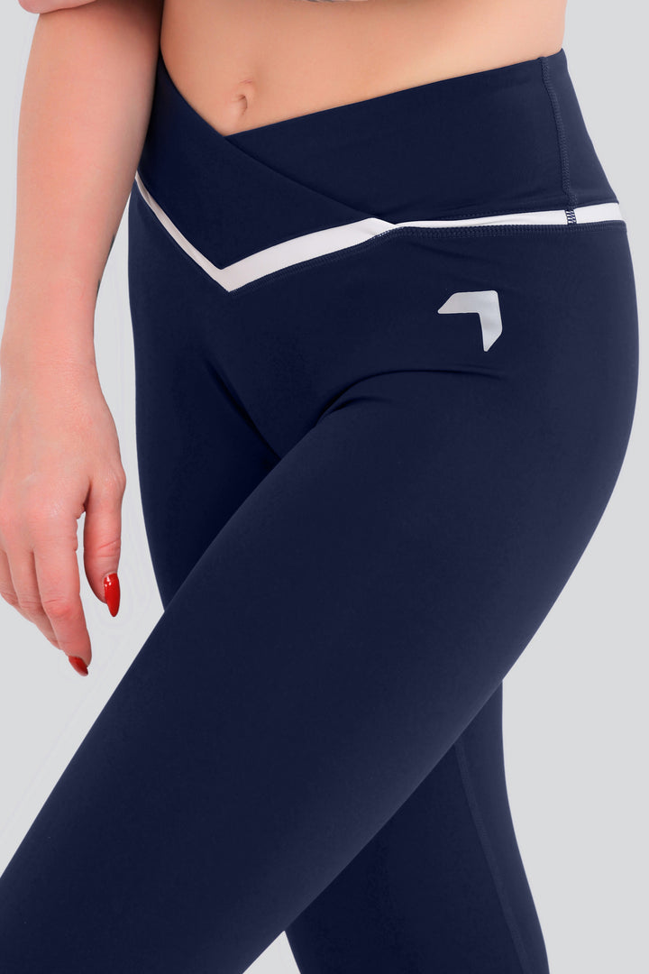 Contrast Activate Crossover Leggings Navy