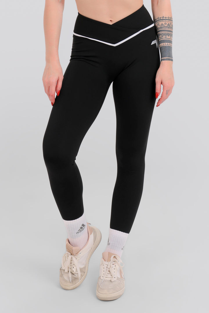 Contrast Activate Crossover Leggings Black