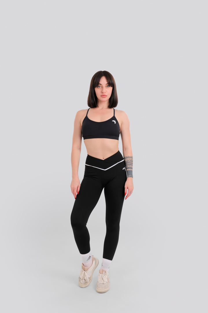 Contrast Activate Crossover Leggings Black